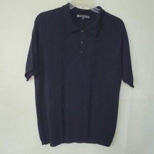 TSR Sweater Men XL Black Argyle Knit Polo Style Short Sleeve Casual Golf Teacher